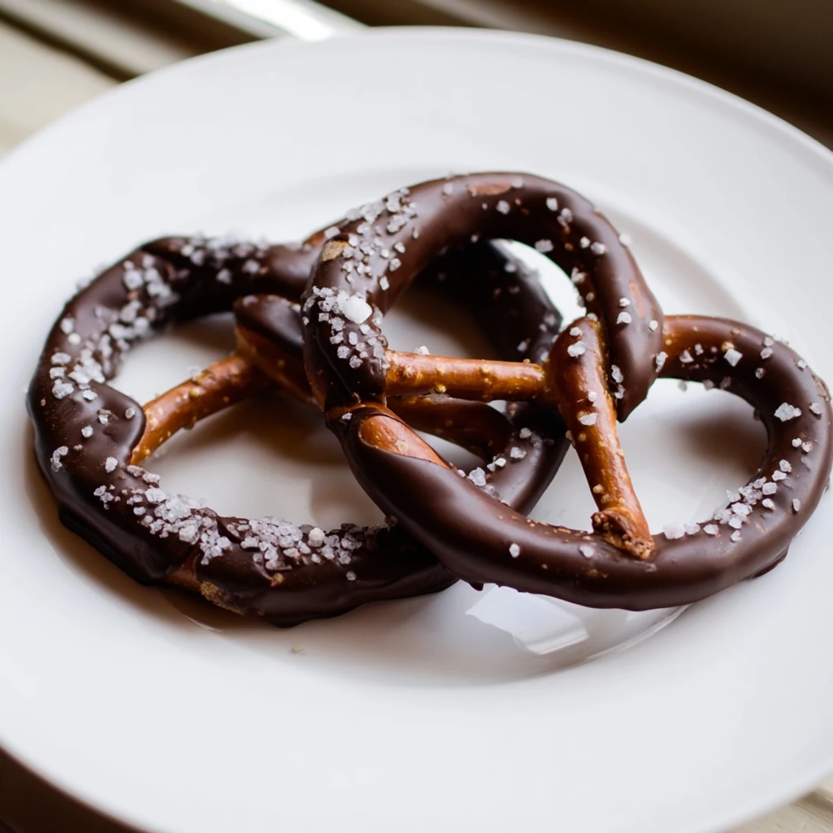 Chocolate dipped pretzels arranged on a parchment-lined tray, ready to set for a sweet-and-salty snack.