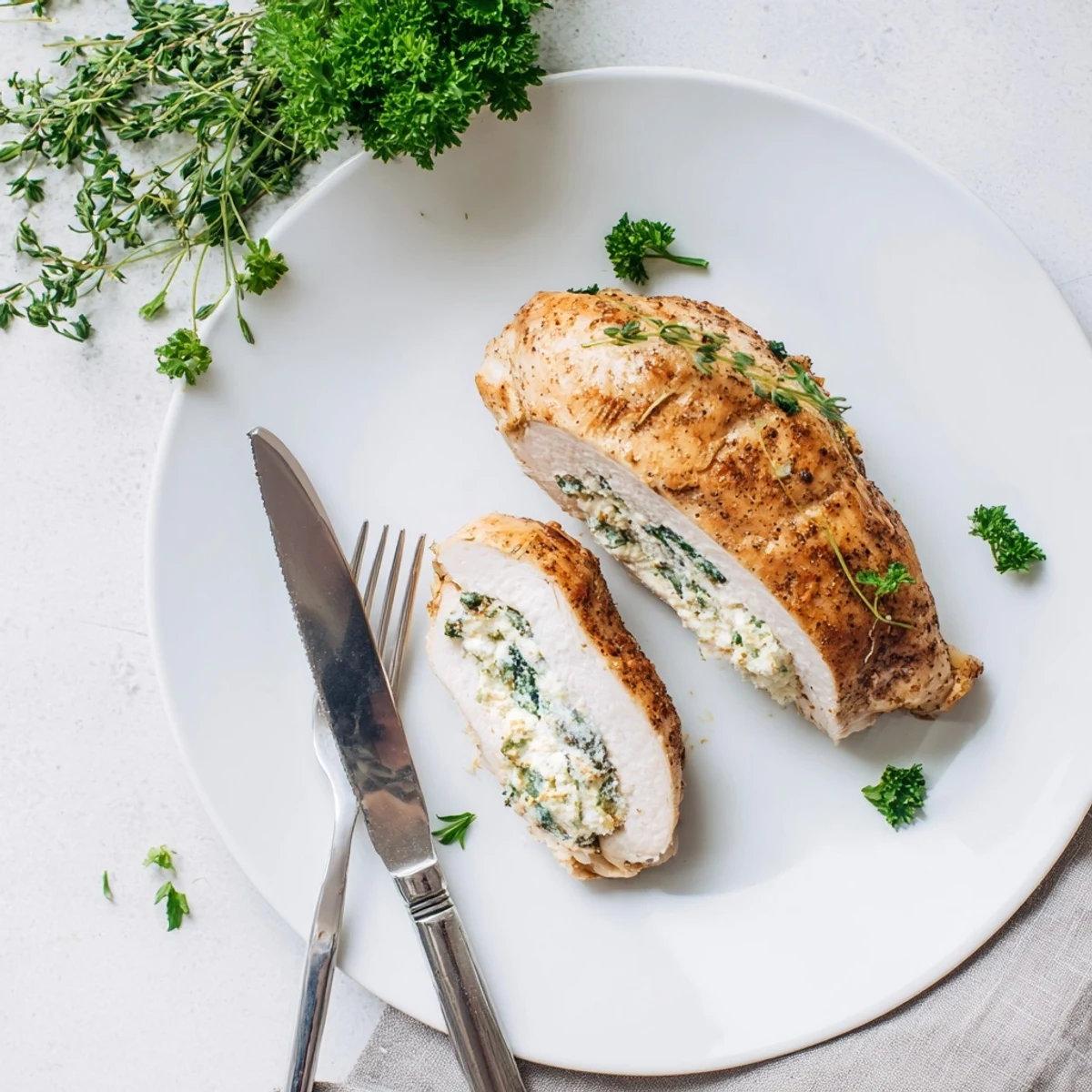Juicy chicken breast stuffed with cream cheese and mozzarella baked to perfect golden crisp
