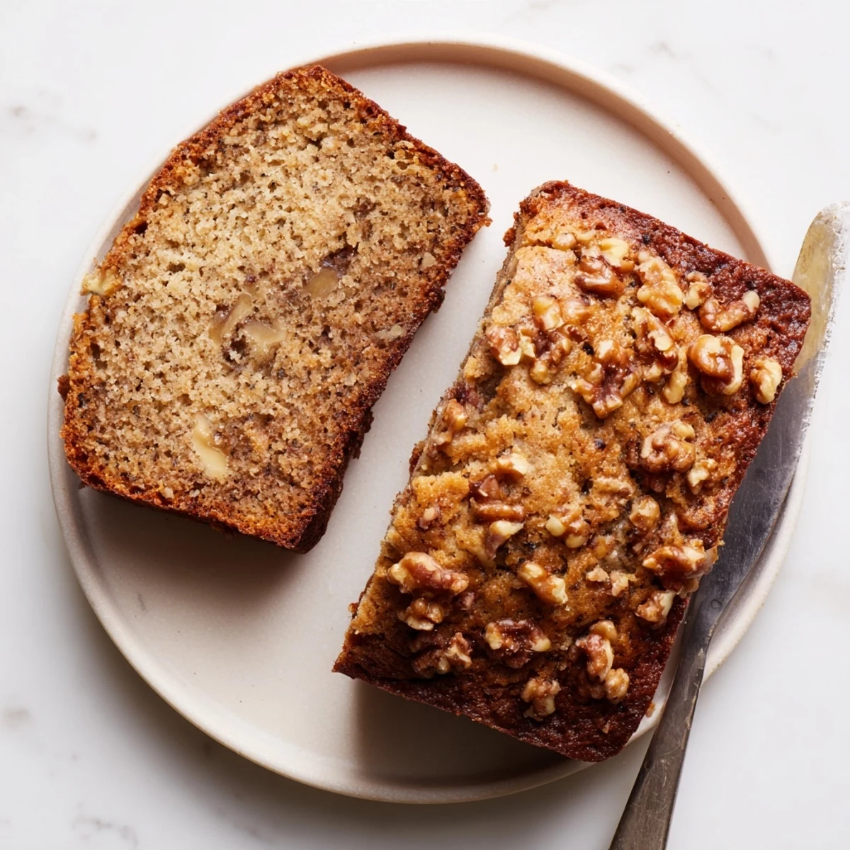 Freshly baked ultimate banana nut bread cooling on wire rack with golden crust and nutty topping