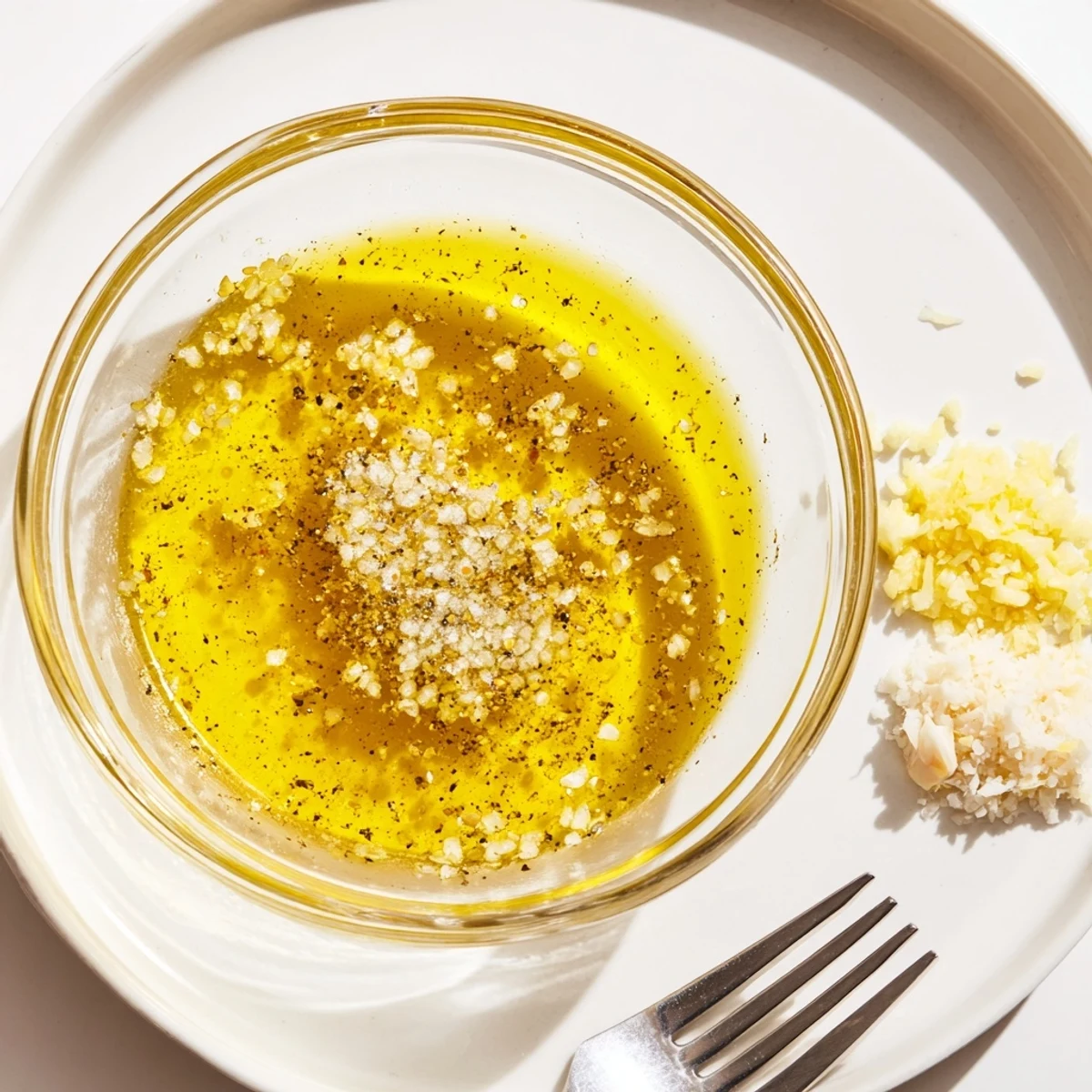 Creamy honey lemon vinaigrette whisked in a glass jar with visible oil emulsion