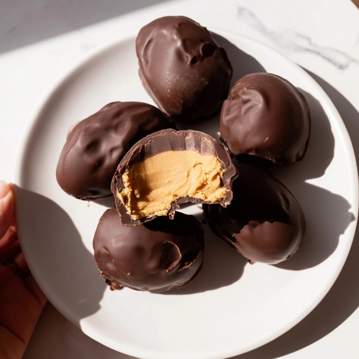 Creamy peanut butter Easter eggs drizzled with white chocolate and colorful sprinkles for spring
