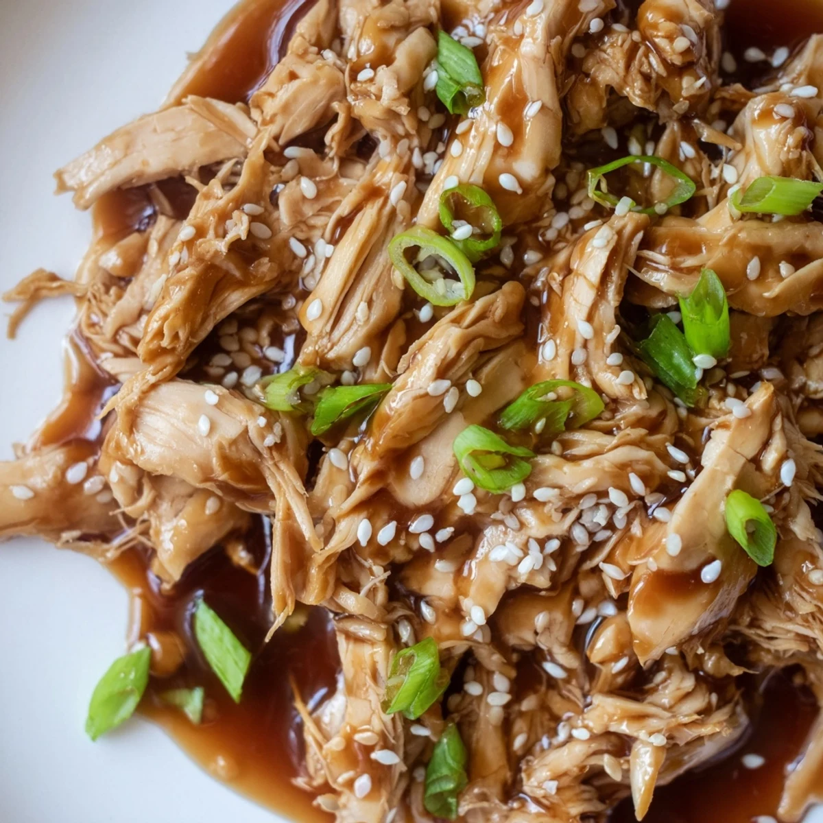 Crockpot teriyaki chicken bowl served over fluffy white rice with fresh green onions