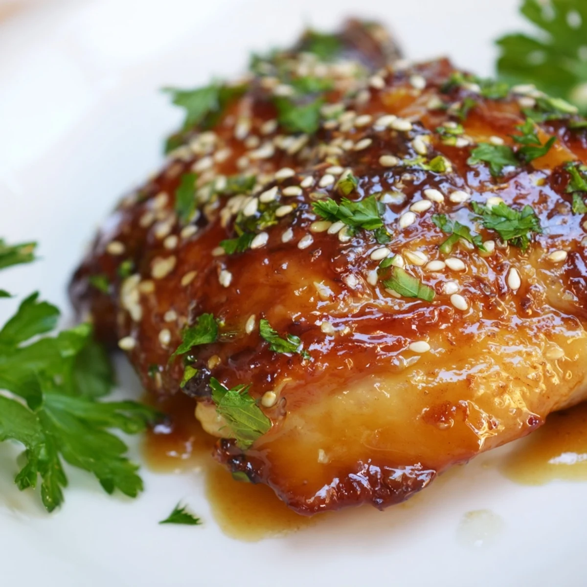 One pan meal showcasing caramelized honey garlic chicken paired with crispy seasoned sweet potatoes