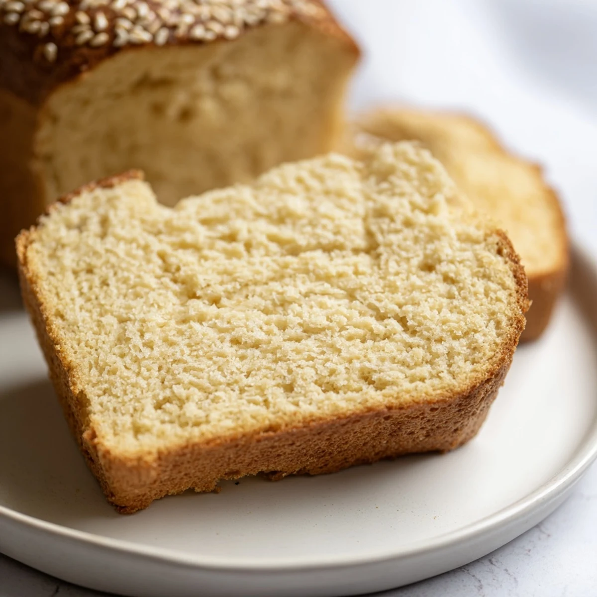 Whole zero carb yogurt bread loaf with golden crust cooling on wire rack