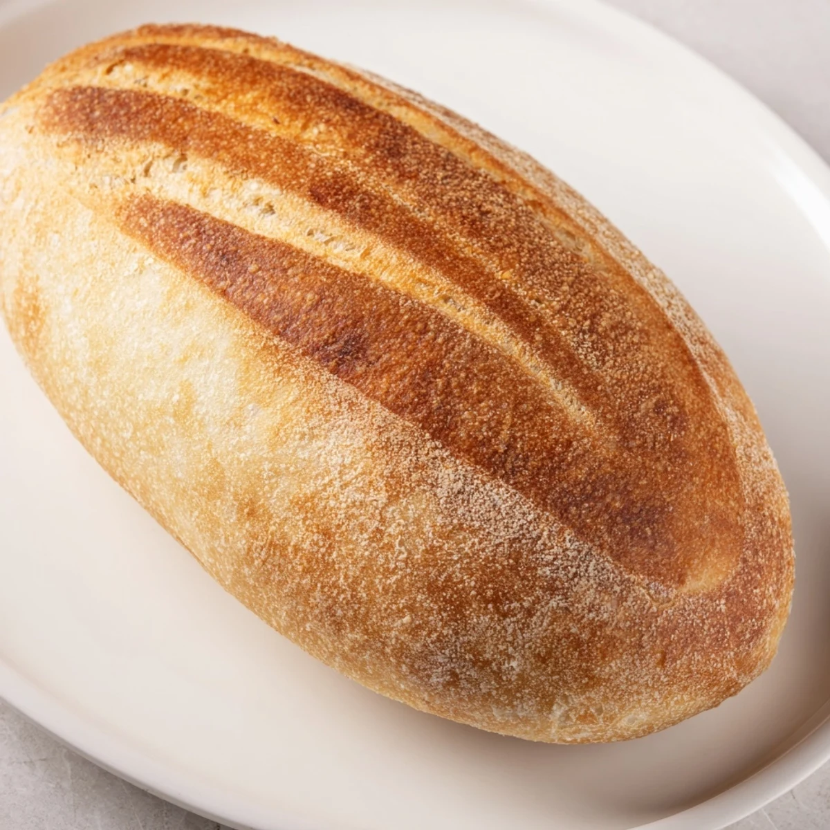 Freshly baked crusty Italian bread cooling on a wire rack with a deep golden exterior
