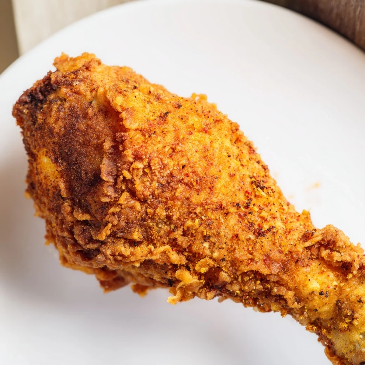 Crispy fried chicken pieces with golden, crunchy coating served on a rustic wooden cutting board