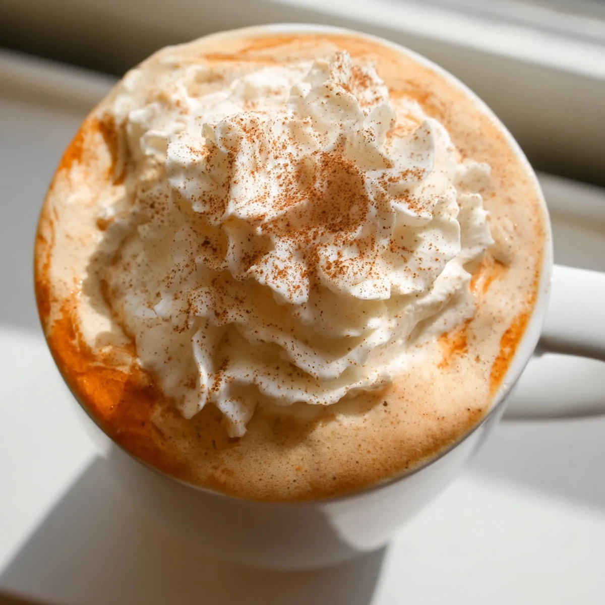 Homemade pumpkin spice latte in a cozy mug with real pumpkin and warm spices