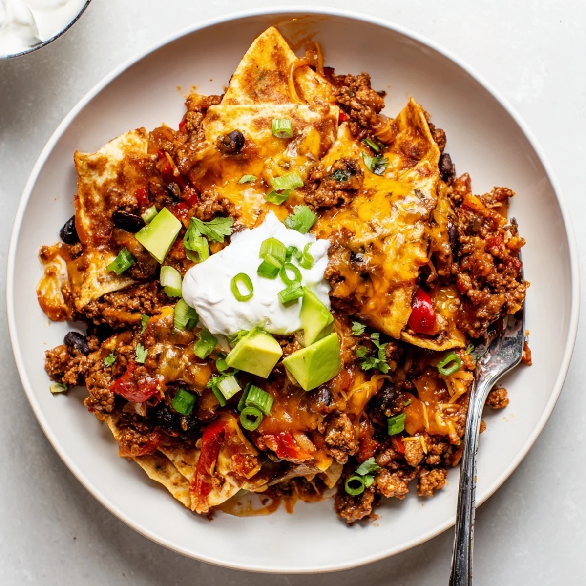 Beef Skillet Enchiladas bubbling with melted cheese and fresh cilantro