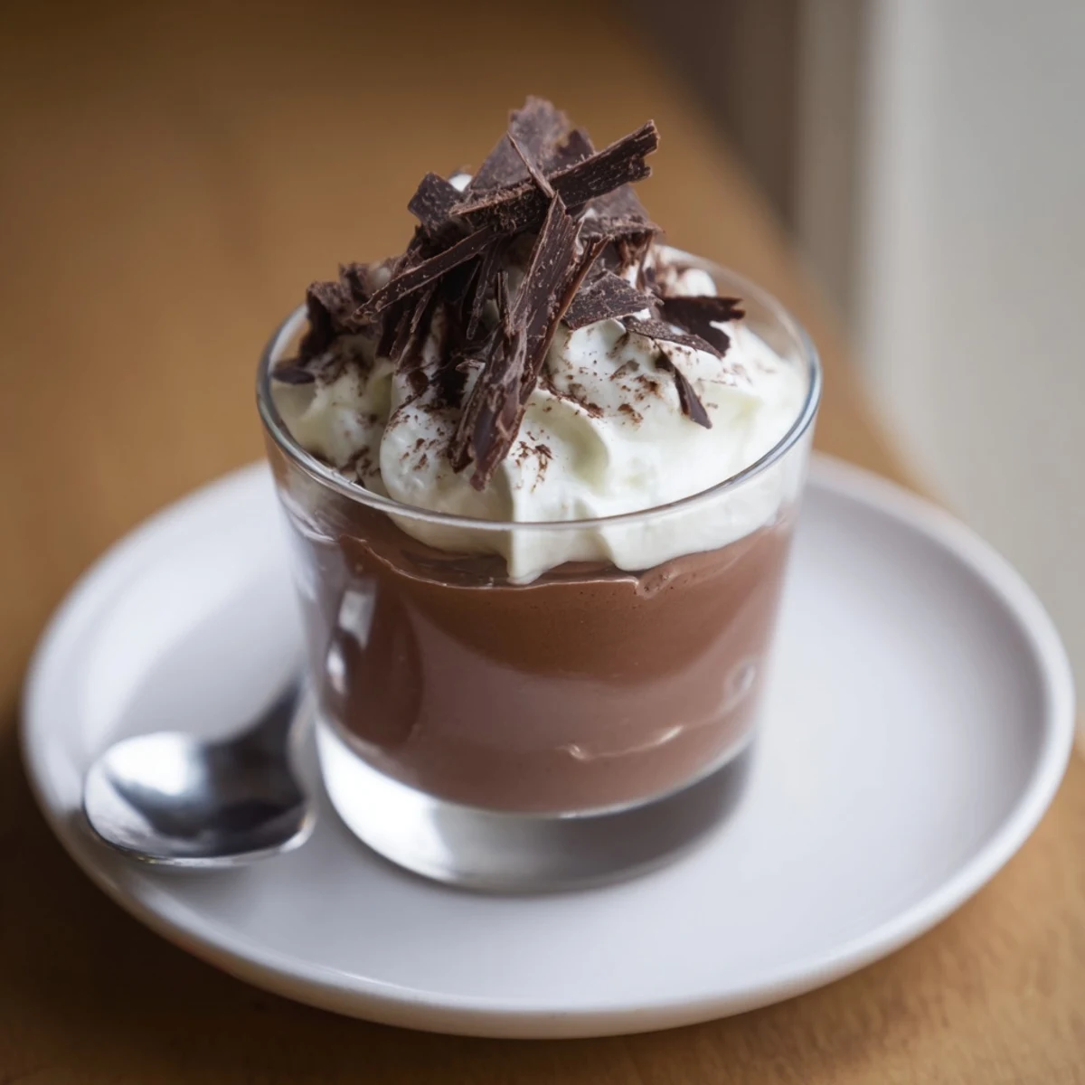 Triple Chocolate Mousse Cups with layered dark, milk, and white mousses, chilled.