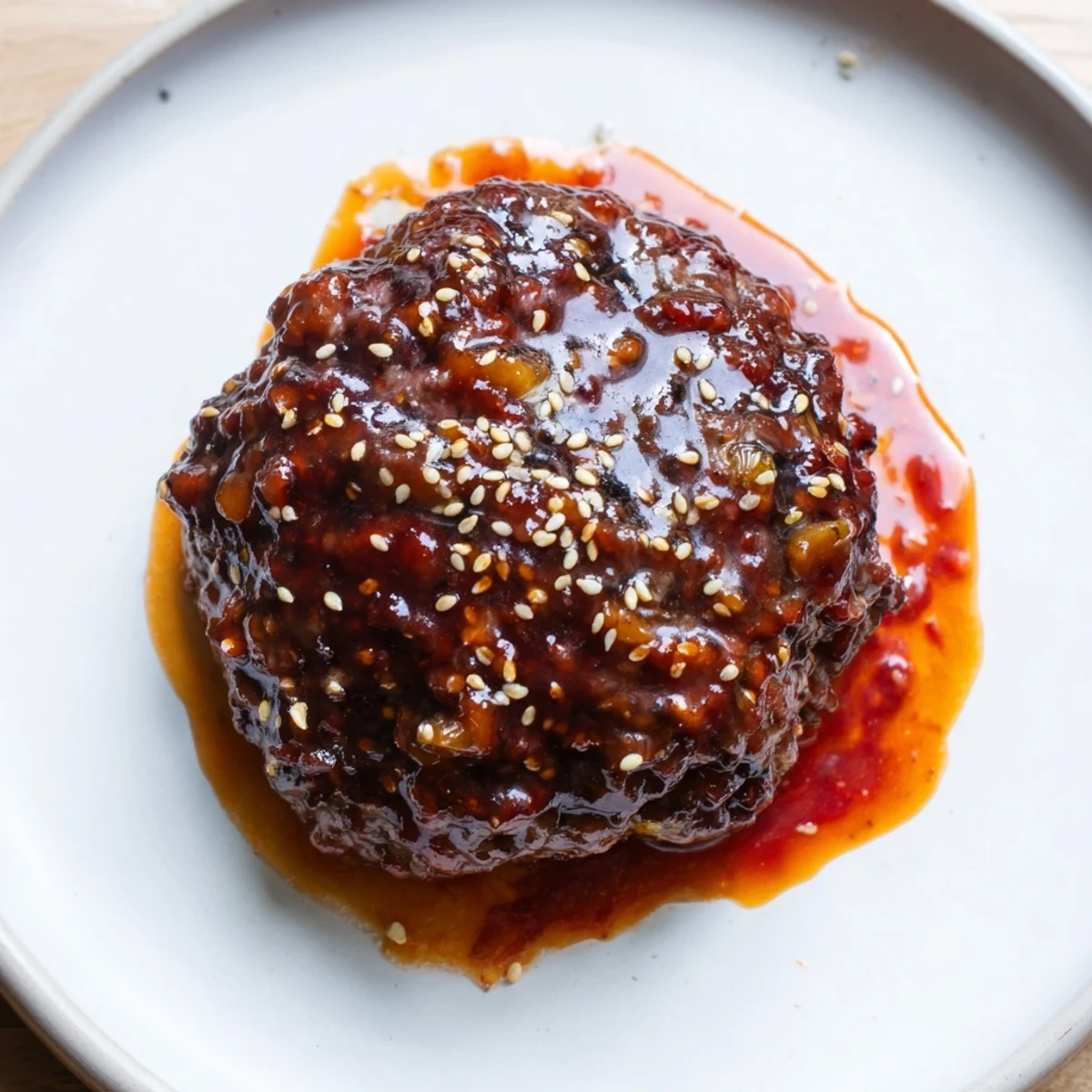 Glossy ground beef glazed with hot honey served over fluffy white rice with fresh vegetables