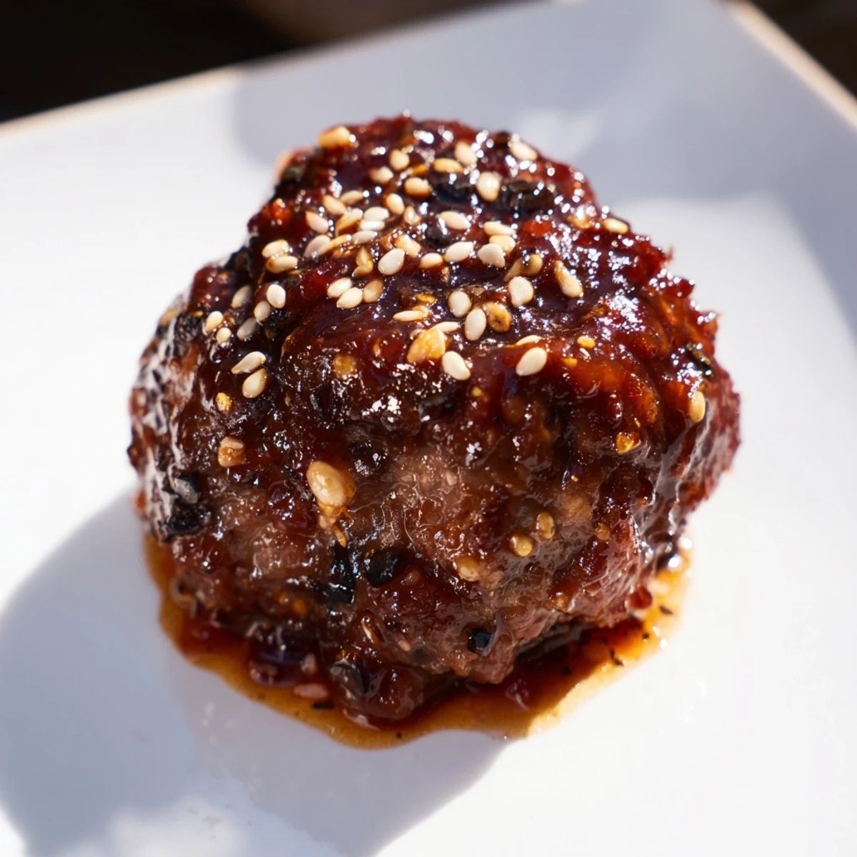 Savory beef hot honey bowl topped with colorful carrots, cucumber, and sesame seeds