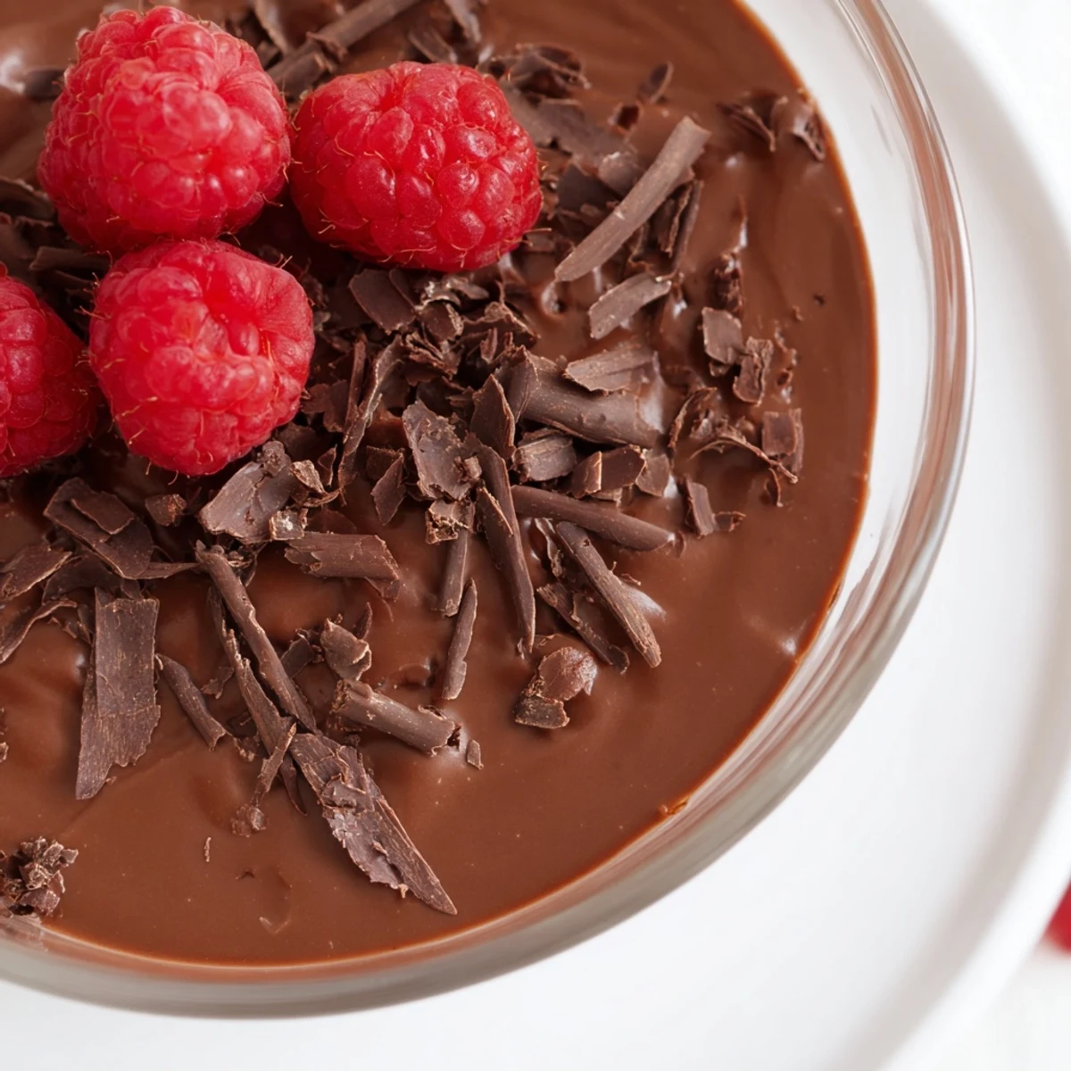 Rich chocolate flaxseed pudding dessert with whipped cream and chopped nuts for a healthy breakfast treat