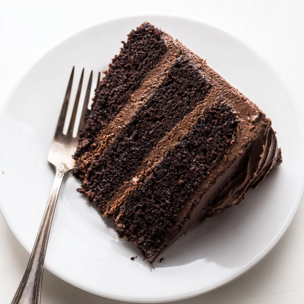Two-tier Matildas chocolate cake frosted smoothly with dark chocolate icing ready for birthday celebrations
