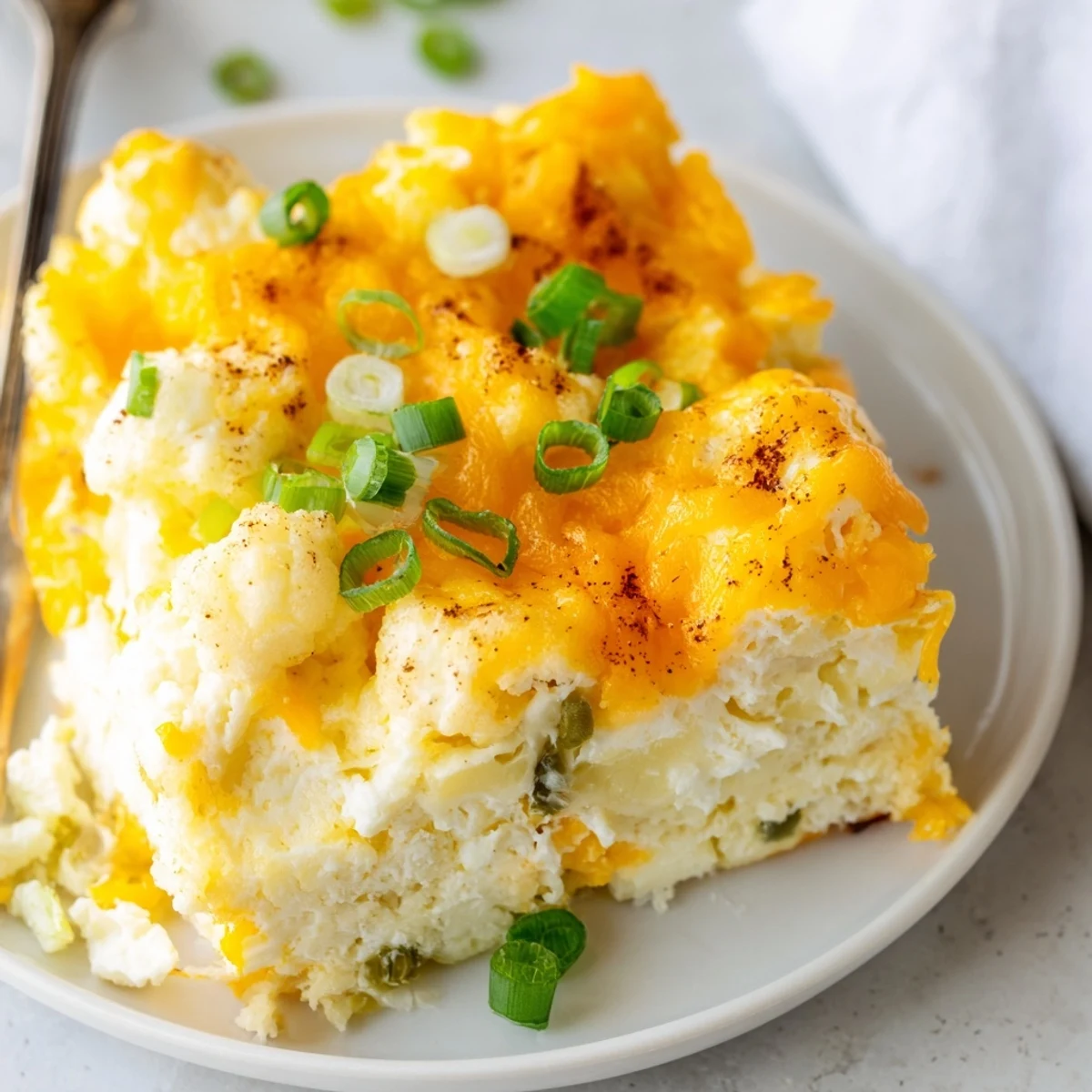 Oven fresh Cheesy Cottage Cheese Eggcloud Bake sliced, melty cheddar strings visible